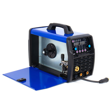 MIG-205 MIG Welder Inverter 200A | Dual Voltage 110V/220V | Gas & Gasless MIG Welding | IGBT Technology | Includes MIG Torch, Ground Clamp, Electrode Holder & Gas Hose | Versatile Portable Welding Machine